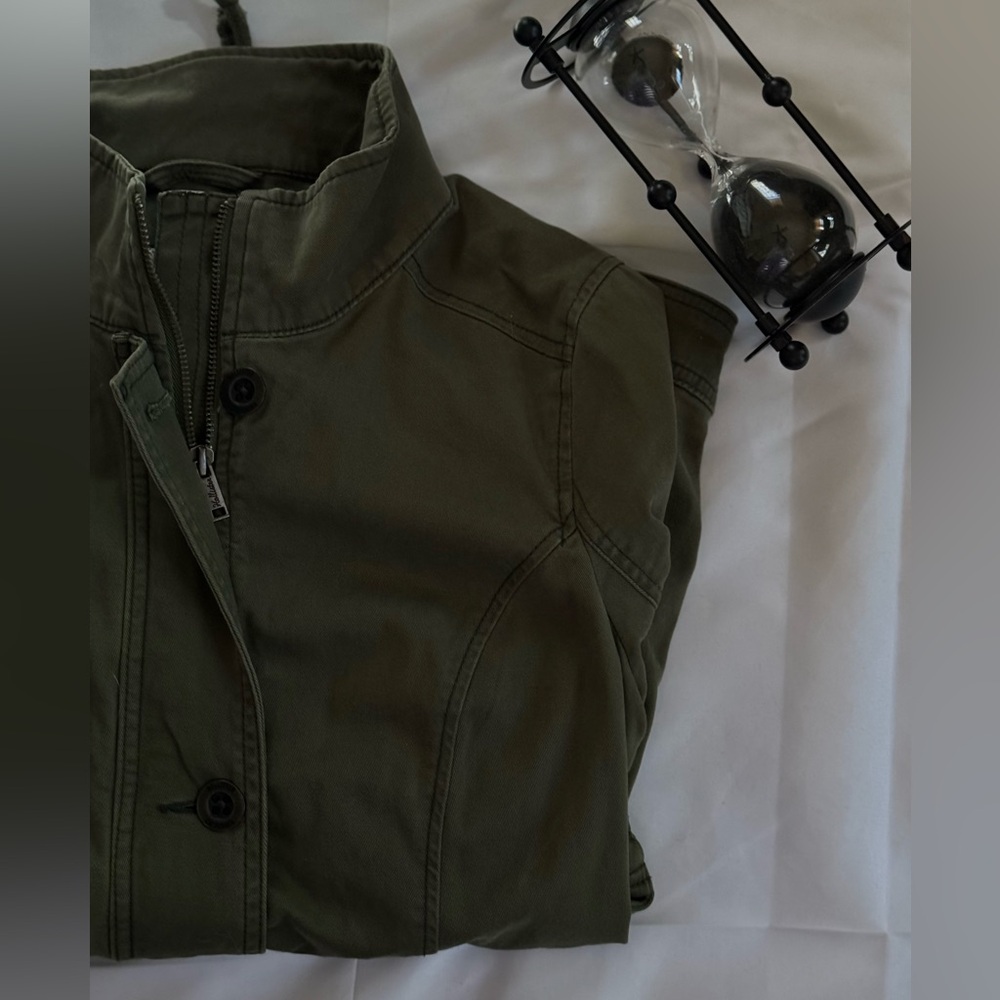 Army Green Hollister Zip Up Raincoat